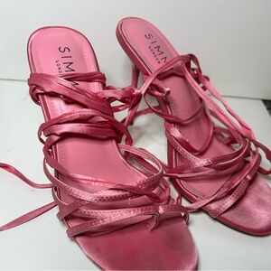 Pink Simmi lace up heels